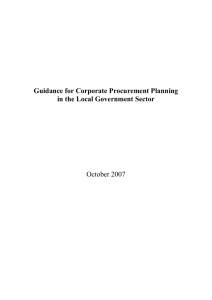 Guidance for Corporate Procurement Planning in the Local