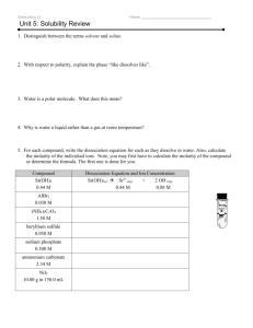 Atomic Theory, Periodic Table, Solubility Review