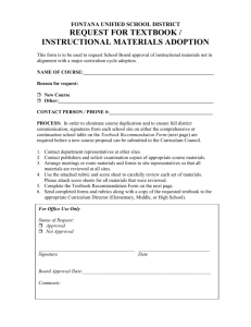 REQUEST FOR TEXTBOOK / INSTRUCTIONAL MATERIALS