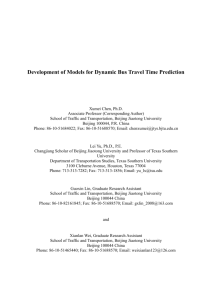 Development of Models for Dynamic Bus Travel Time