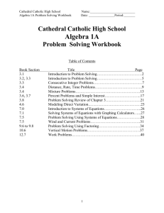 Introduction to Problem Solving - Cathedral Catholic High School