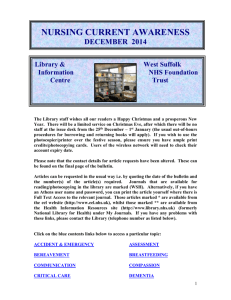 Nursing Current Awareness Issue 170 December 2014