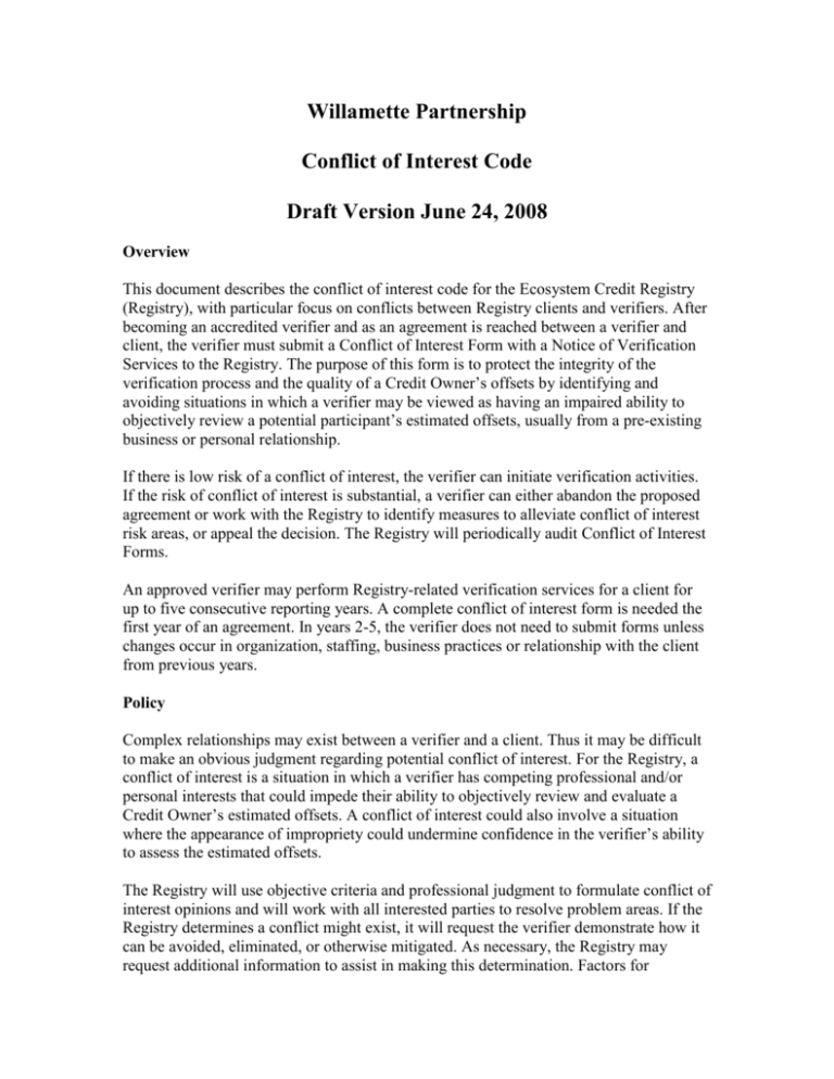 Conflict Of Interest Code