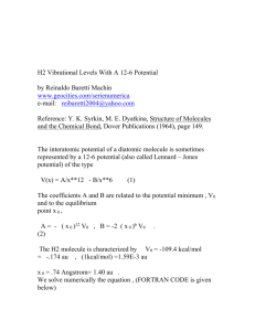 H2 vibrational levels 12-6 potentail