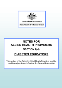 Notes for allied health providers, section 2(d) diabetes educators
