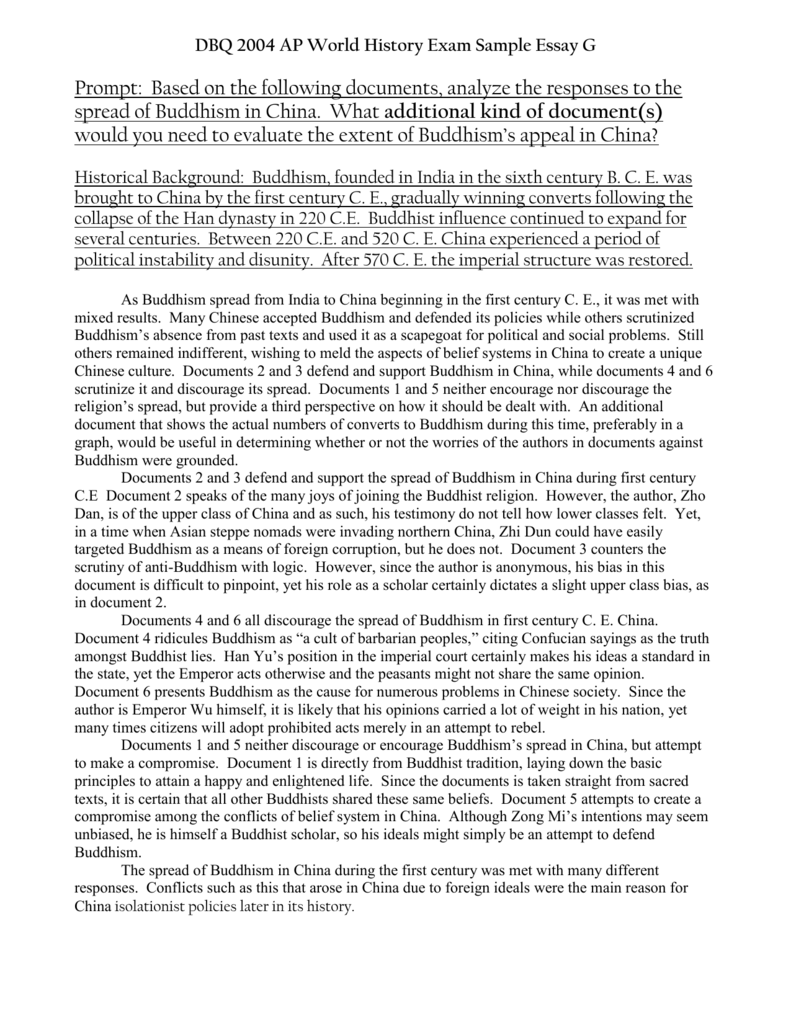 Ap world history sample essay