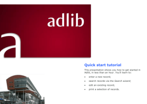 Adlib quick start tutorial