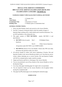 Technical Paper III - Dentistry - Bhutan Civil Service Examinations
