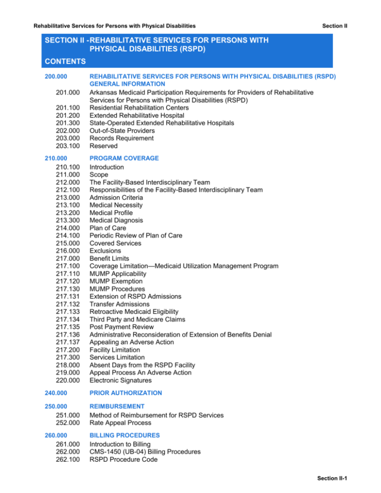 Section II Arkansas Medicaid