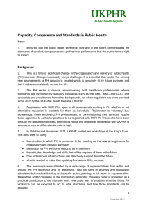 Capacity, Competence and Standards in Public Health