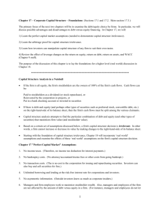 Chapter 17 - Capital Structure Irrelevance