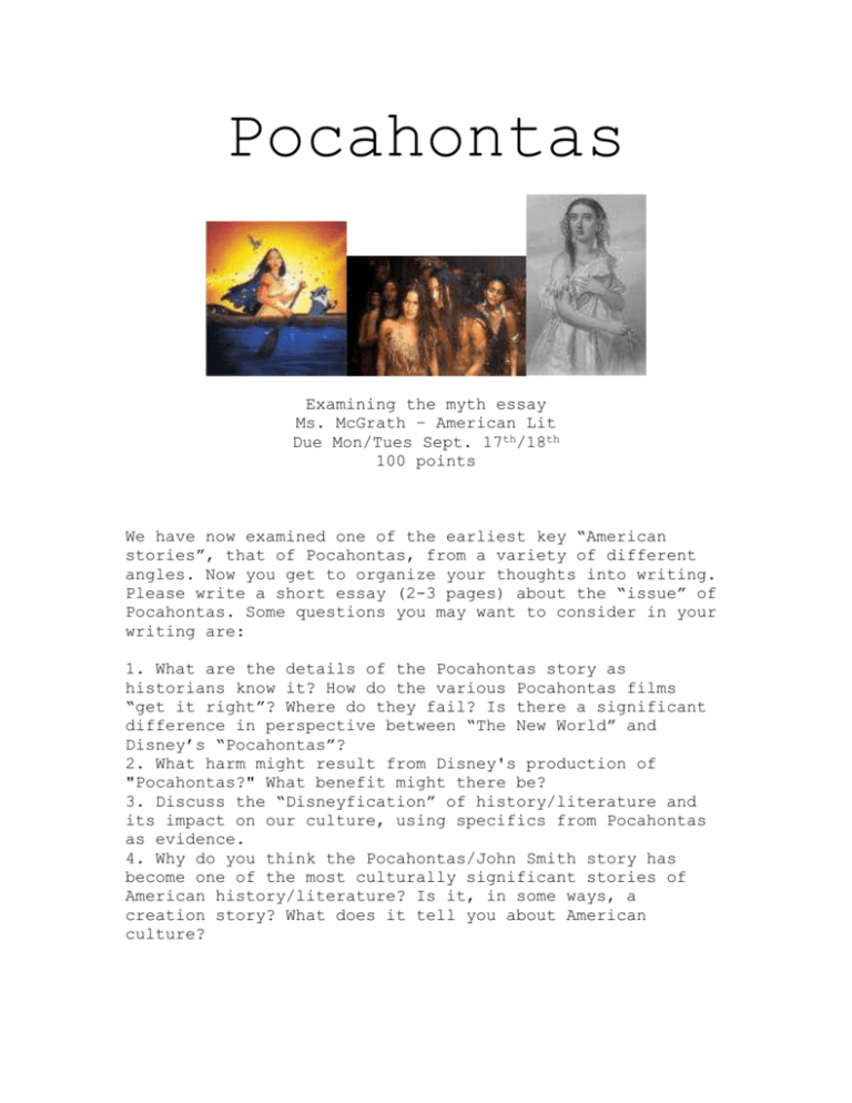 hook for essay about pocahontas