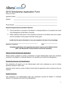 Alberta Central Scholarship Application Form