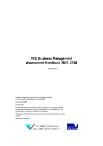 VCE Business Management Assessment Handbook 2010–2016