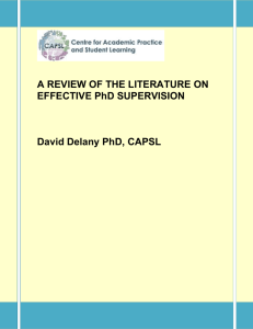 A REVIEW OF THE LITERATURE ON EFFECTIVE PhD SUPERVISION