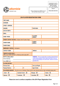Allambie Player Registration Form
