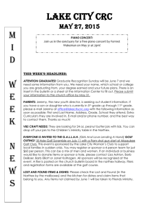 Mid-Week News 5-27-15 - Lake City Christian Reformed Church