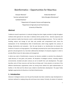 Bioinformatics – Opportunities and Challenges for Mauritius