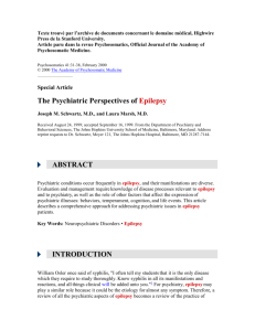 The Psychiatric Perspectives of Epilepsy