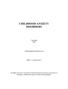 Childhood Anxiety Disorders - William Gladden Foundation