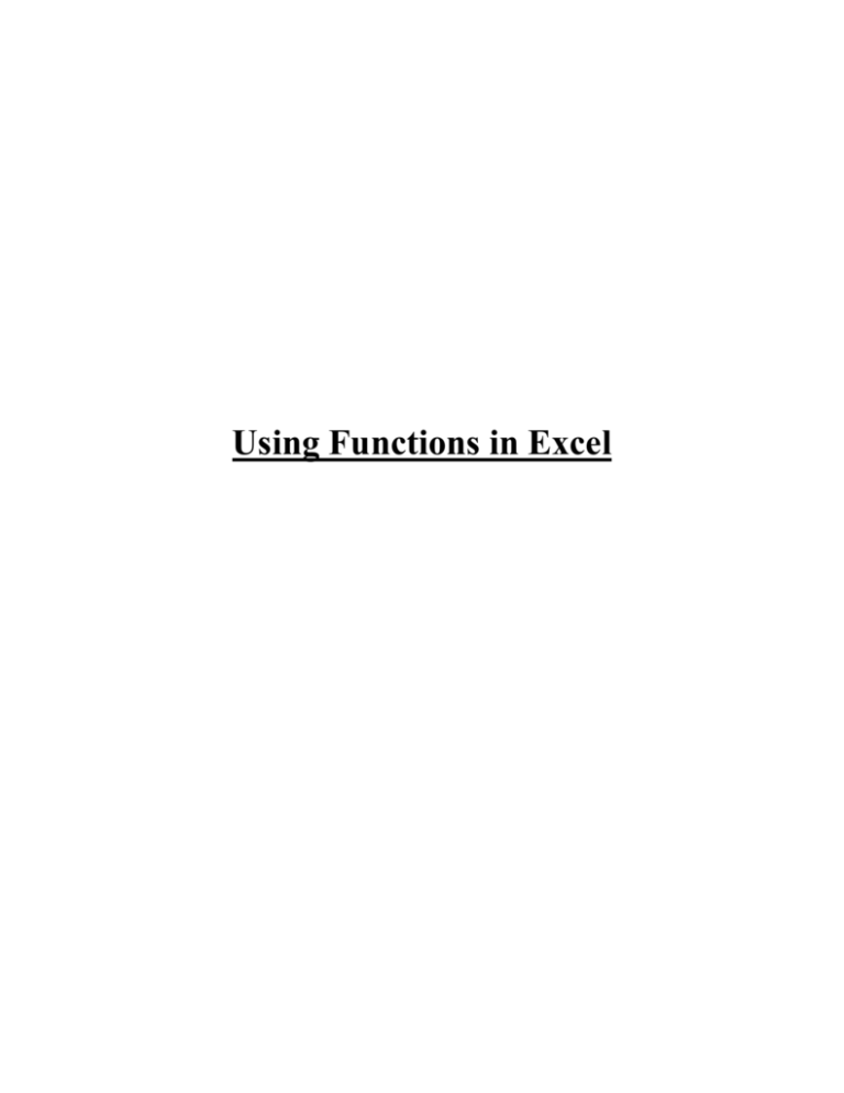 Using Functions 1 Using Functions 1