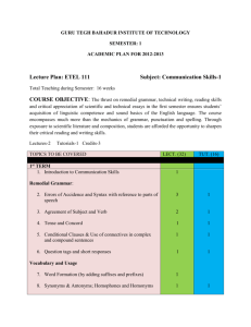 LECTURE PLAN: ETEL 111 Communication Skills-1