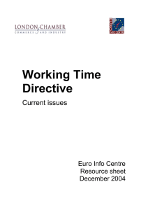 Working Time Directive - London Chamber of Commerce and Industry