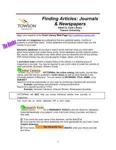 Finding Articles: Journals & Newspapers