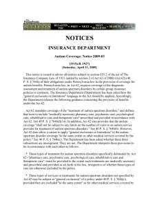 PA Bulletin on Insurance Coverage (Act 62)