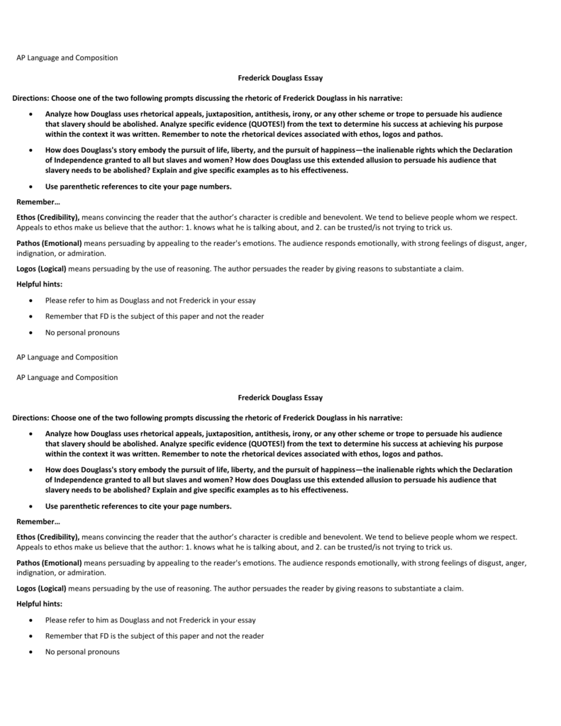 Frederick Douglass Ethos Analysis