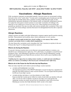 Vaccinations - Allergic Reactions