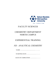 Analytical Chemistry Logbook - Nelson Mandela Metropolitan