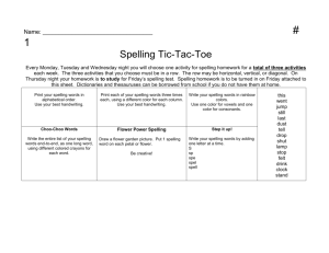 Spelling Tic-Tac-Toe - West Park School District