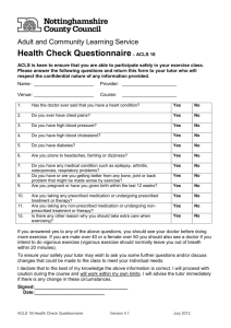 ACLS Health Check Questionnaire