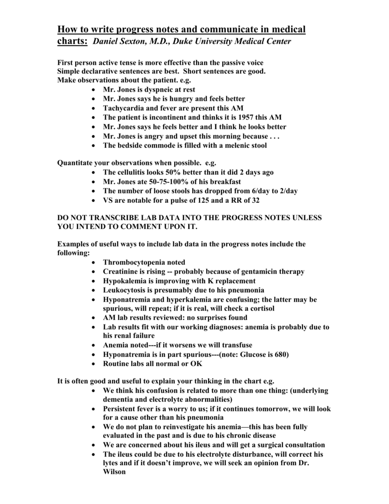 How to write progress notes and communicate in