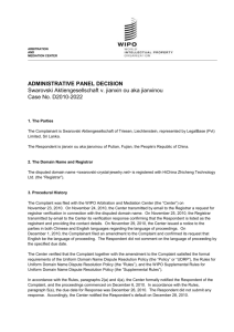WIPO Domain Name Decision D2010-2022 for swarovski