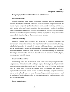 Unit 2 Inorganic chemistry Read paragraphs below and translate