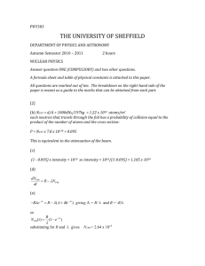 PHY303 THE UNIVERSITY OF SHEFFIELD DEPARTMENT OF