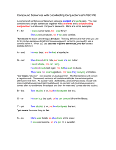 Compound Sentences with Coordinating Conjunctions (FANBOYS)
