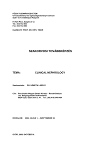iii. clinical presentation - PTE-ÁOK II. sz. Belklinika és Nephrológiai