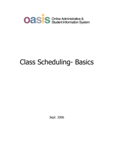 Class Scheduling- Basics - Arizona State University