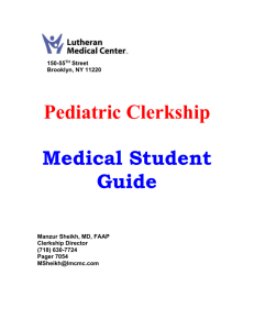 Pediatric Clerkship - NYU Lutheran Medical Center Medical Education