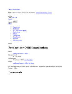 Fee sheet for OHIM applications - Publications