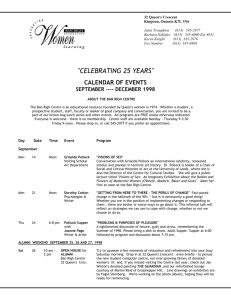 Calendar of Events – Fall 1998 - Ban Righ Centre