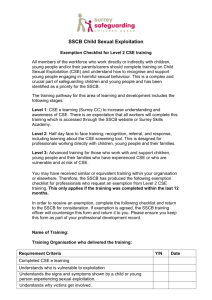 Exemption Checklist for Level 2 CSE training
