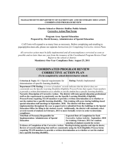 corrective action plan - Massachusetts Department of Education