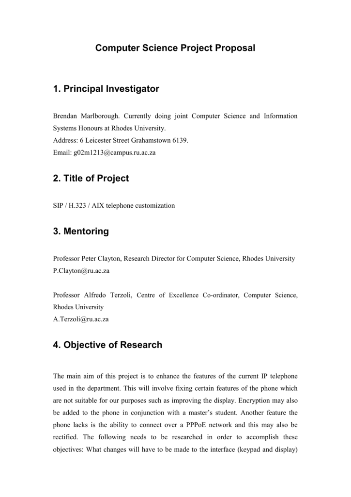 how to write a research proposal computer science