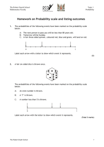 Homework on Probability scale and listing outcomes