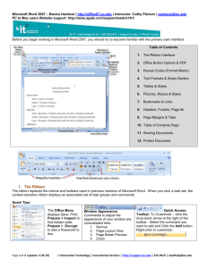 Microsoft Word 2007 – Quick Reference Card