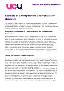Example of a temperature and ventilation checklist